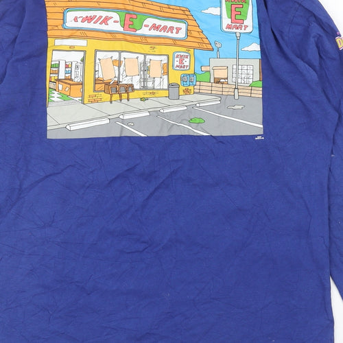 Primark Mens Blue Cotton T-Shirt Size XS Round Neck - The Simpsons Kwik-E-Mart