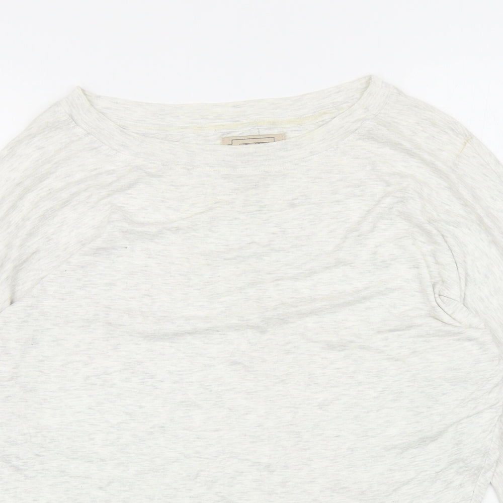Arabella & Addison Womens Ivory Cotton Basic T-Shirt Size L Boat Neck