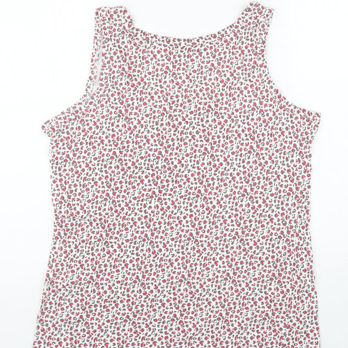 Rock&Rock Womens White Animal Print Polyester Basic Tank Size XL Scoop Neck - Leopard Print
