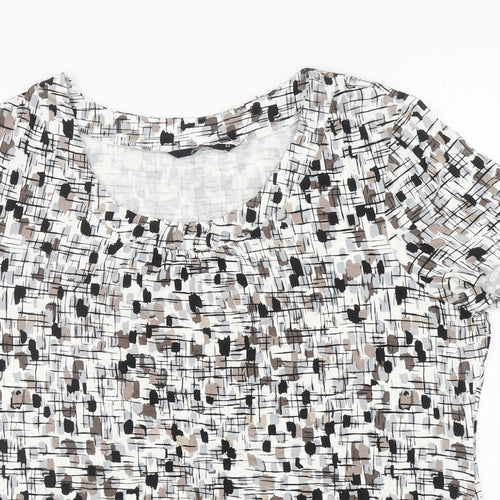 Bonmarché Womens Multicoloured Geometric Viscose Basic T-Shirt Size 22 Scoop Neck