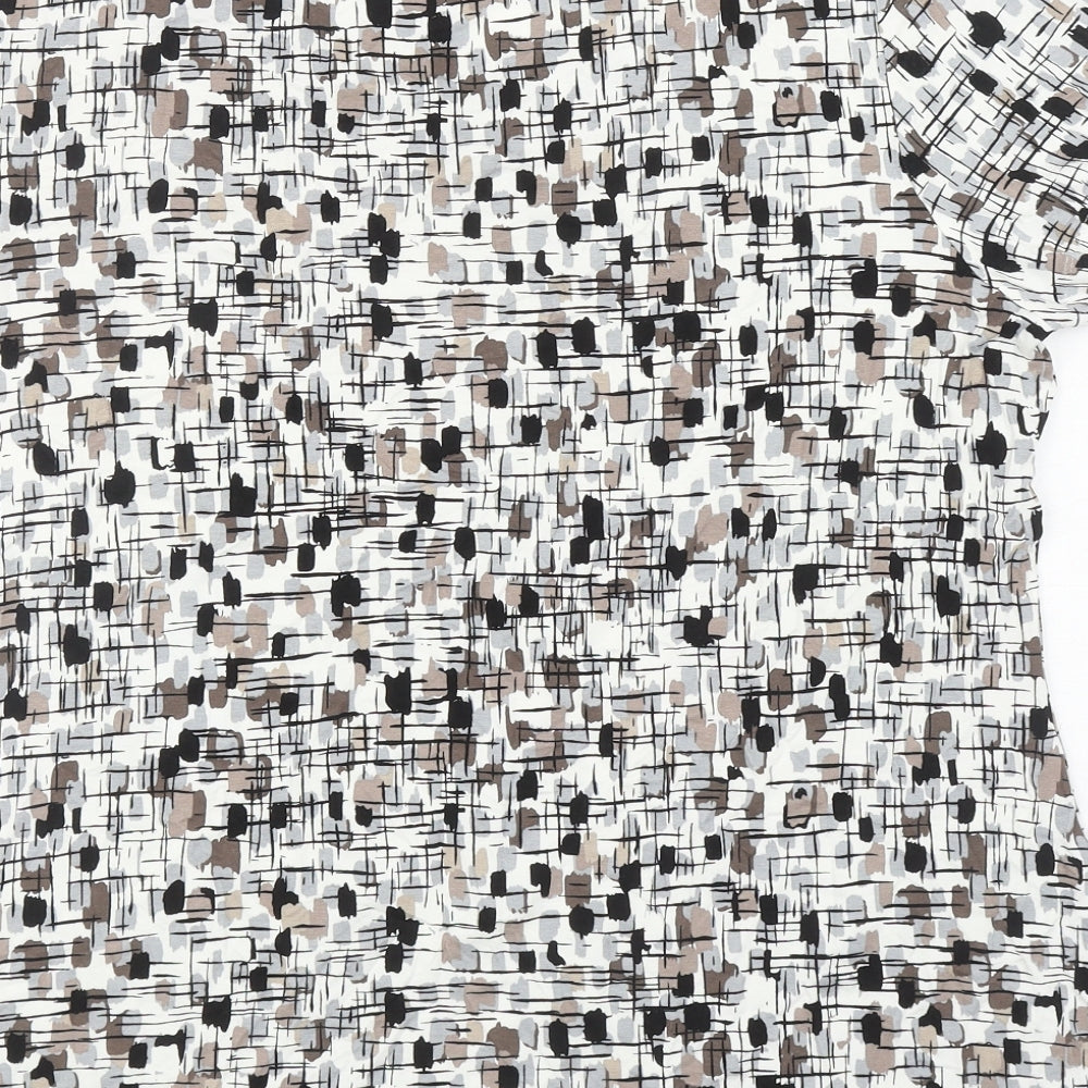 Bonmarché Womens Multicoloured Geometric Viscose Basic T-Shirt Size 22 Scoop Neck
