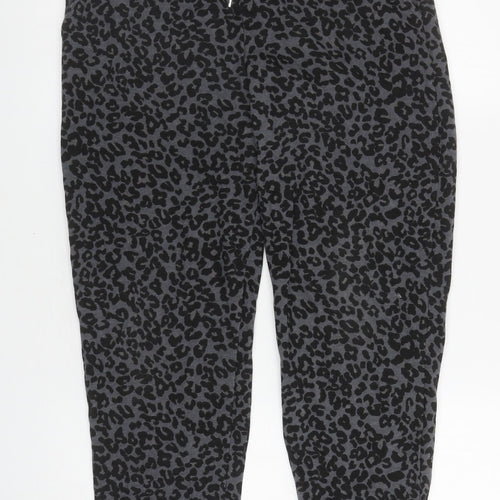 Matalan Girls Grey Animal Print Cotton Jogger Trousers Size 15 Years L25 in Regular Drawstring - Leopard Print