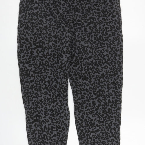 Matalan Girls Grey Animal Print Cotton Jogger Trousers Size 15 Years L25 in Regular Drawstring - Leopard Print