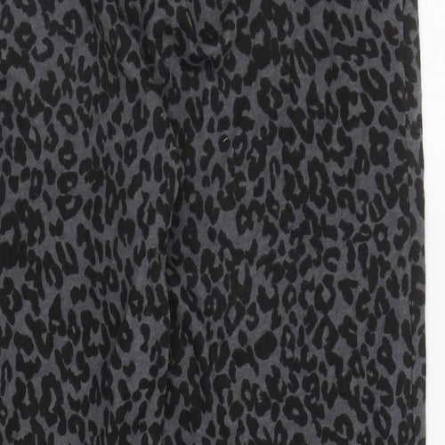Matalan Girls Grey Animal Print Cotton Jogger Trousers Size 15 Years L25 in Regular Drawstring - Leopard Print