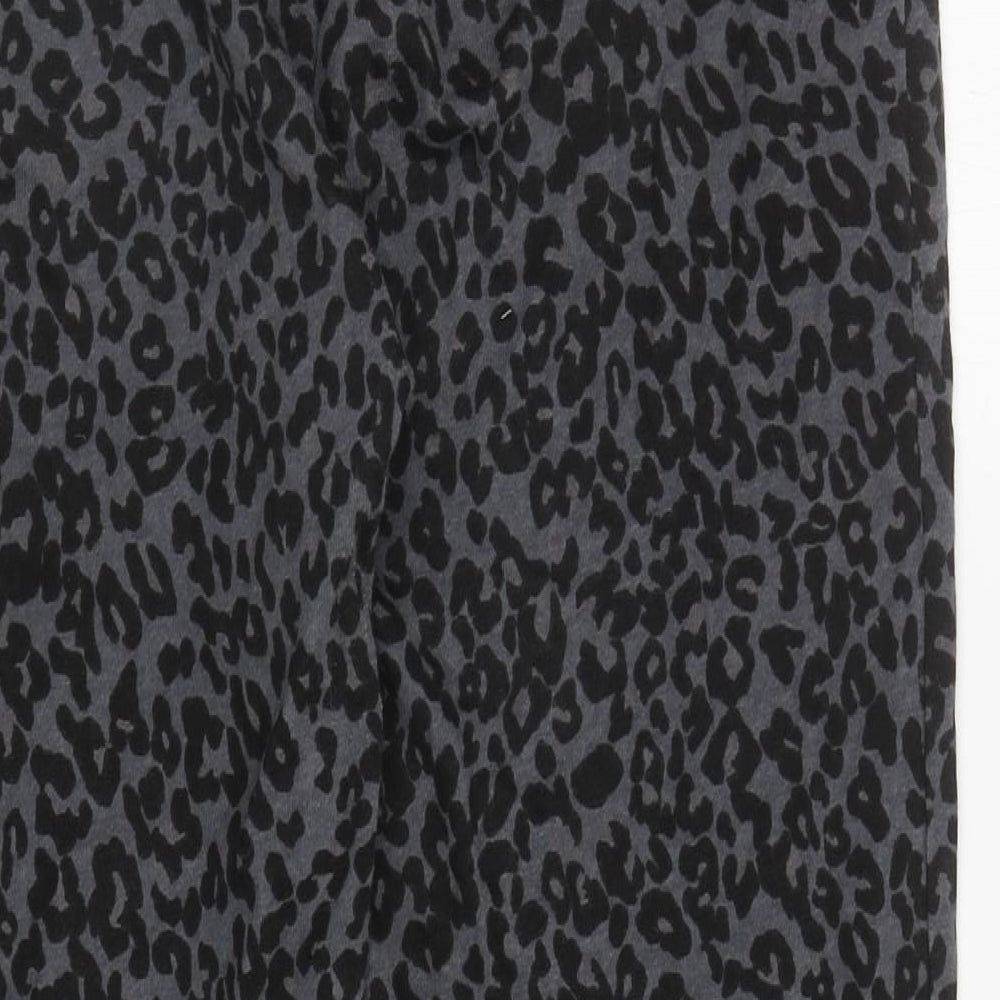 Matalan Girls Grey Animal Print Cotton Jogger Trousers Size 15 Years L25 in Regular Drawstring - Leopard Print