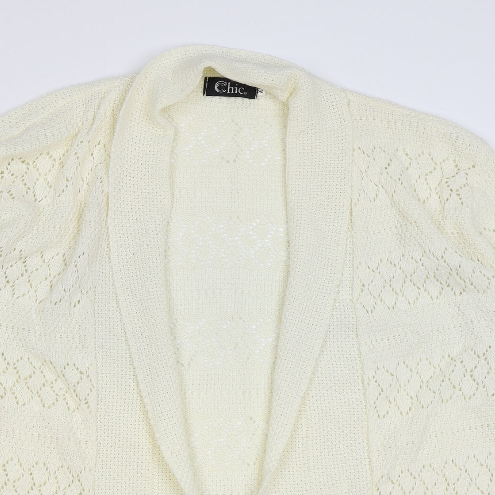 CHIC Womens Ivory V-Neck Cotton Cardigan Jumper Size 2XL