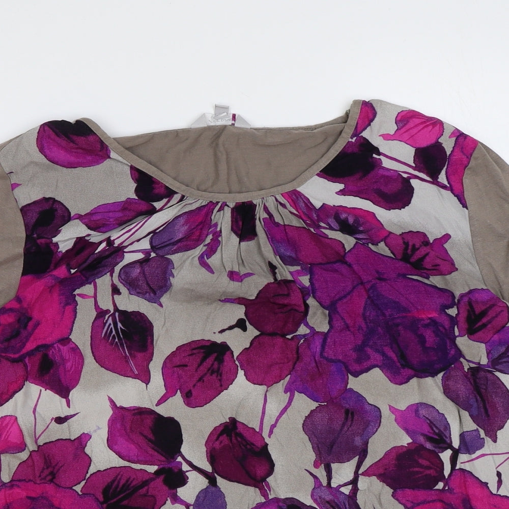 Per Una# Womens Multicoloured Floral Viscose Basic T-Shirt Size 18 Round Neck