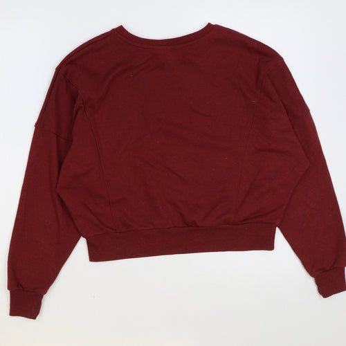 Topshop Womens Red Polyester Pullover Sweatshirt Size 8 Pullover