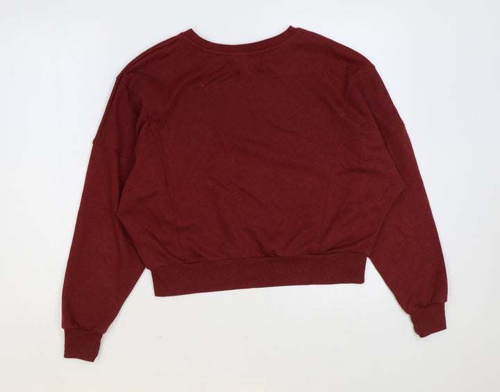 Topshop Womens Red Polyester Pullover Sweatshirt Size 8 Pullover