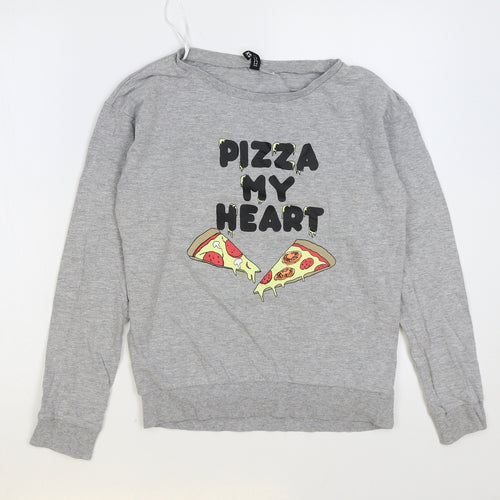 H&M Womens Grey Cotton Pullover Sweatshirt Size XS Pullover - Pizza My Heart