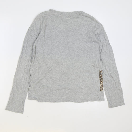 Boden Girls Grey Cotton Basic T-Shirt Size 13-14 Years Round Neck Pullover - Christmas Reindeer