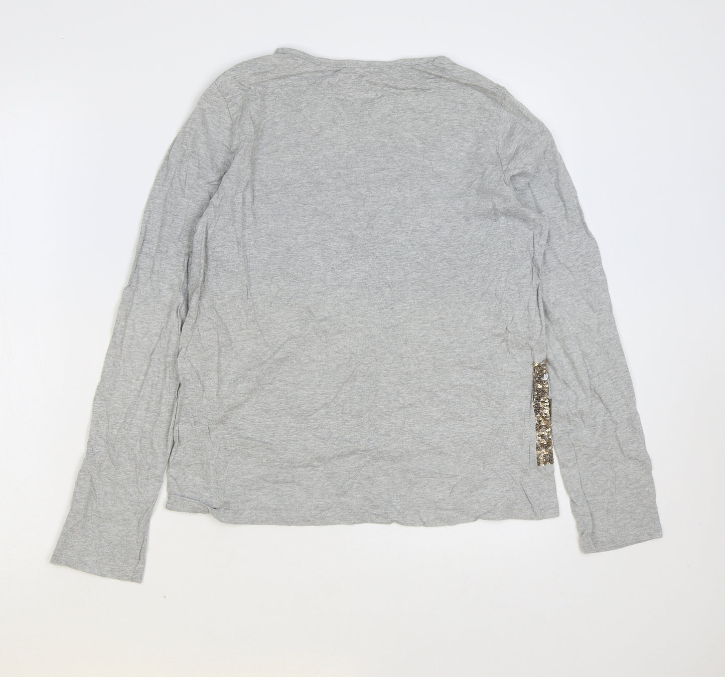 Boden Girls Grey Cotton Basic T-Shirt Size 13-14 Years Round Neck Pullover - Christmas Reindeer