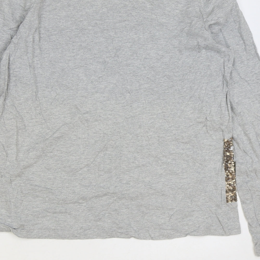 Boden Girls Grey Cotton Basic T-Shirt Size 13-14 Years Round Neck Pullover - Christmas Reindeer