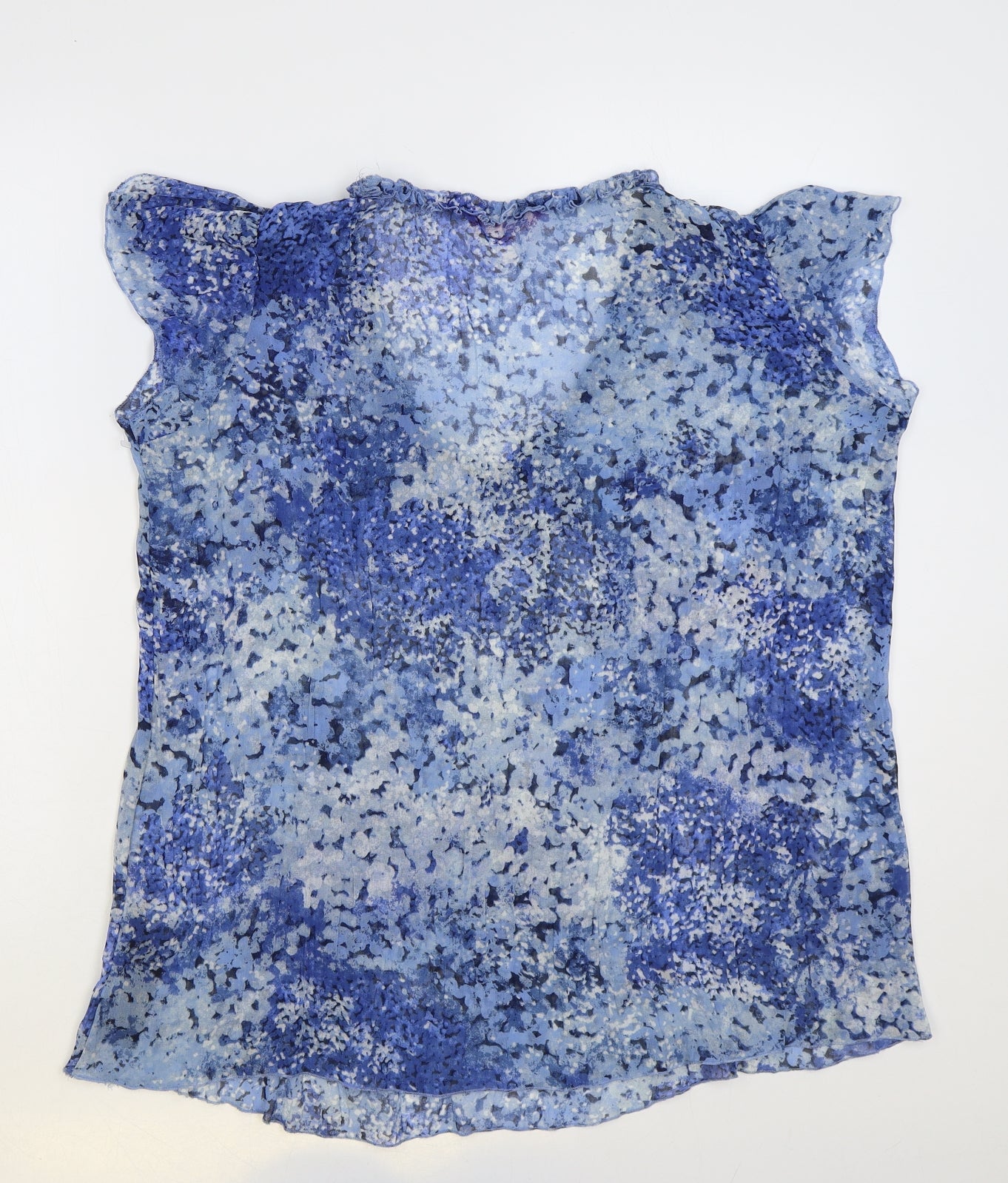Together Womens Blue Geometric Polyester Basic Blouse Size 14 V-Neck