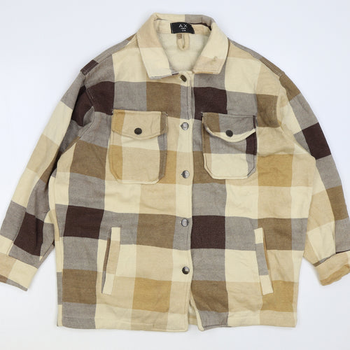 AX Paris Womens Beige Check Jacket Size S Button