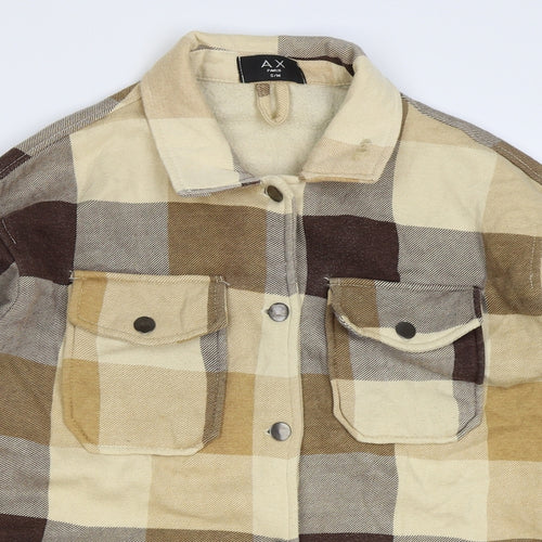 AX Paris Womens Beige Check Jacket Size S Button