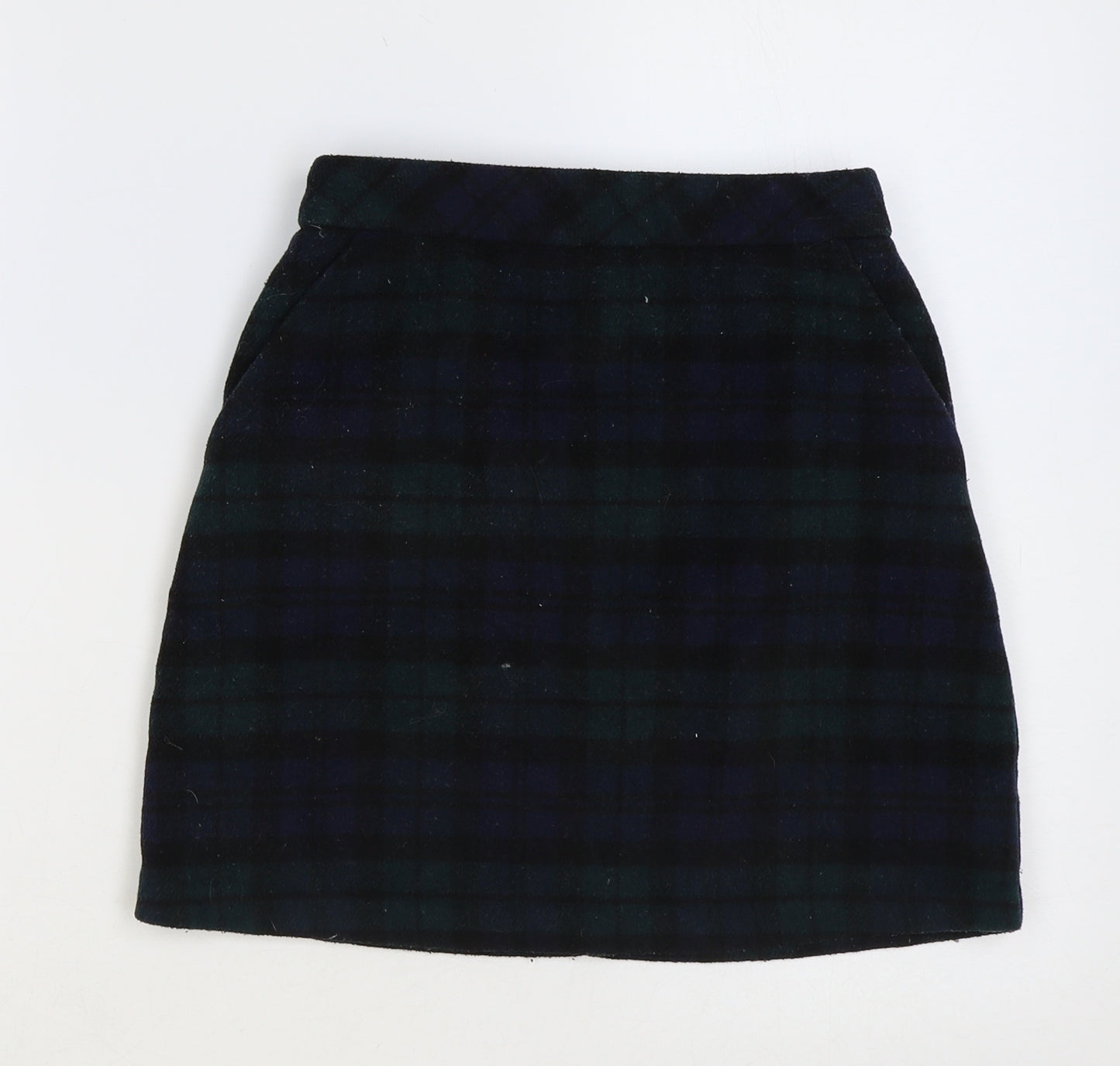 Primark Womens Green Plaid Polyester Mini Skirt Size 4 Zip