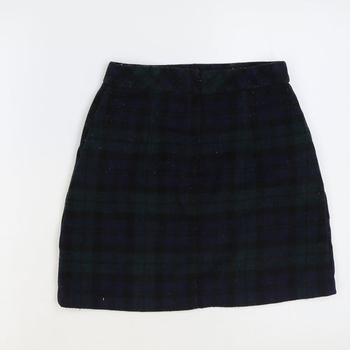 Primark Womens Green Plaid Polyester Mini Skirt Size 4 Zip