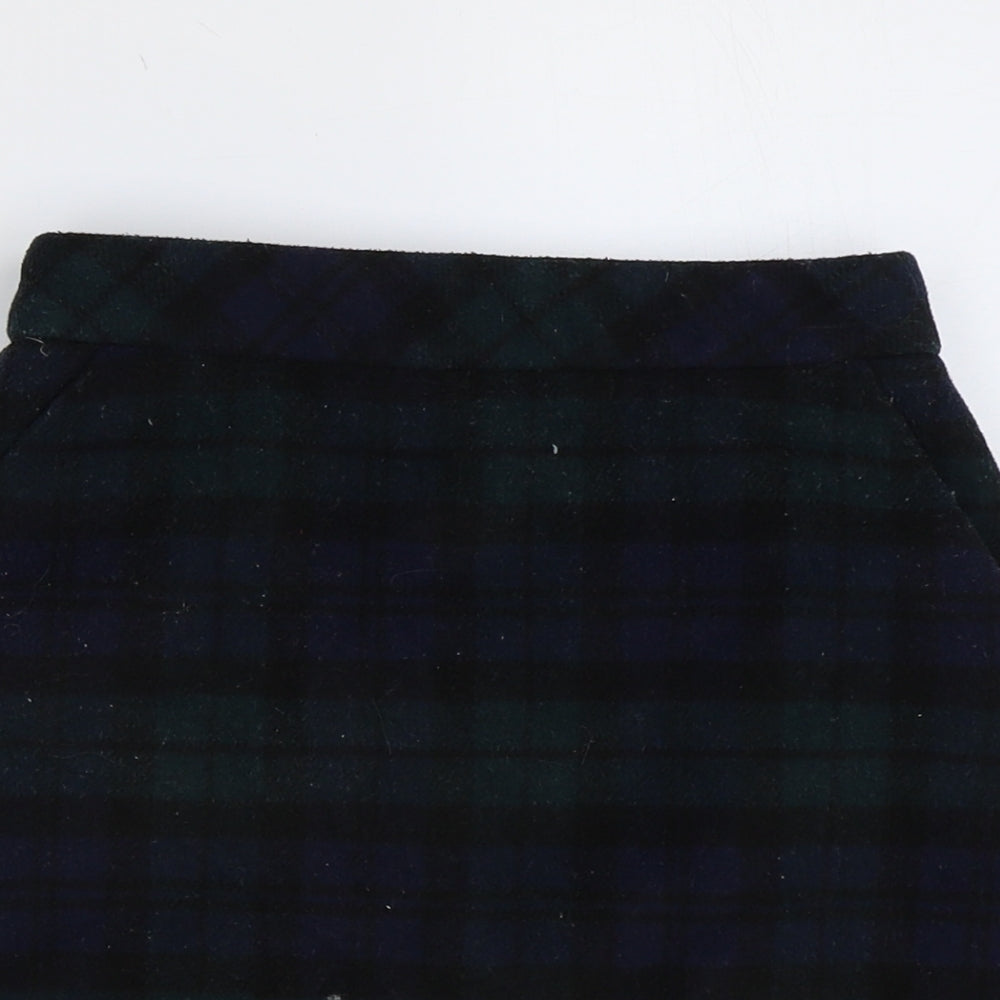 Primark Womens Green Plaid Polyester Mini Skirt Size 4 Zip