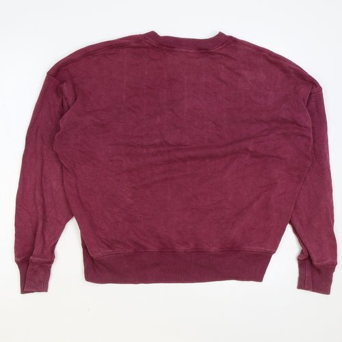 American Eagle Womens Purple Cotton Pullover Sweatshirt Size L Button
