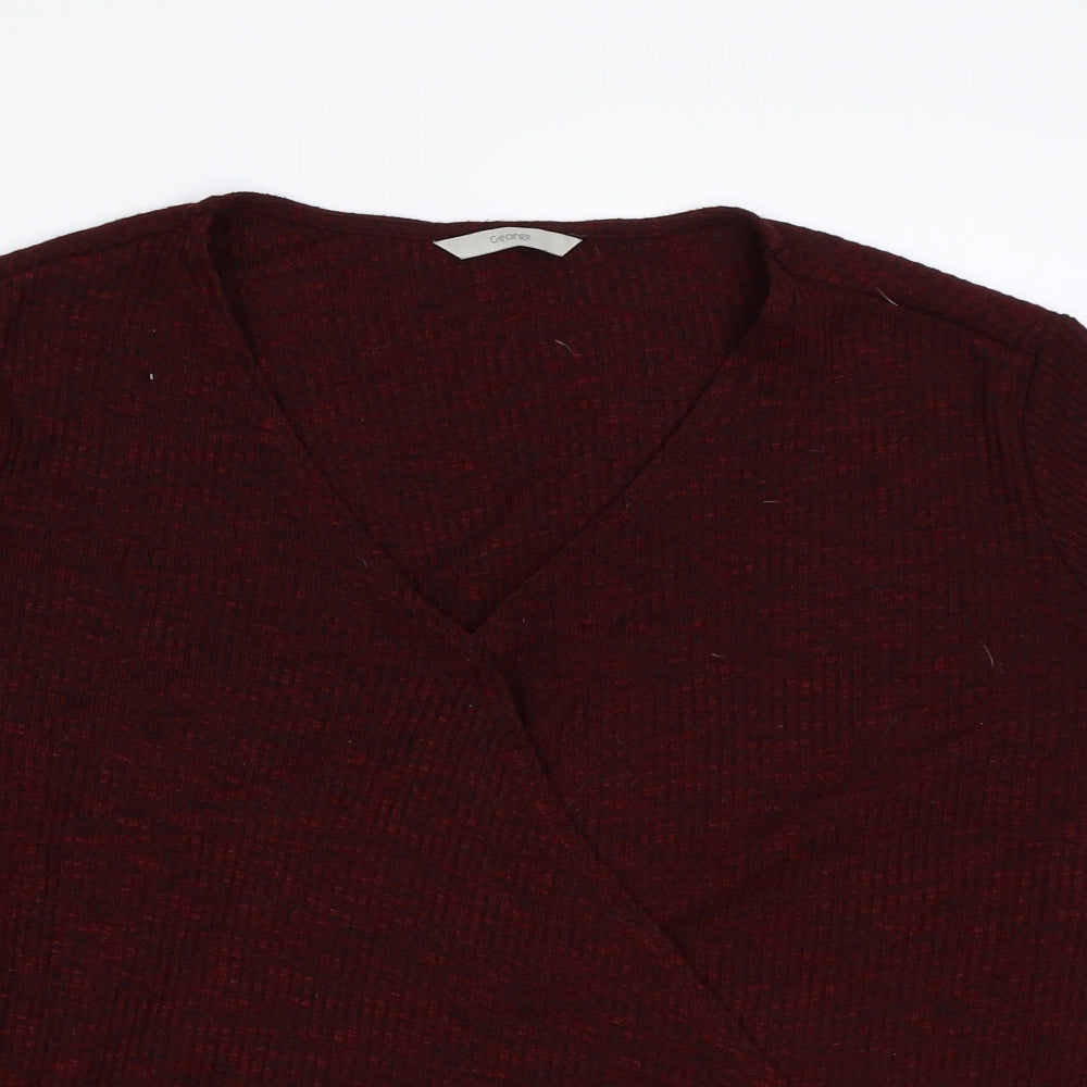 George# Womens Red V-Neck Viscose Pullover Jumper Size 20