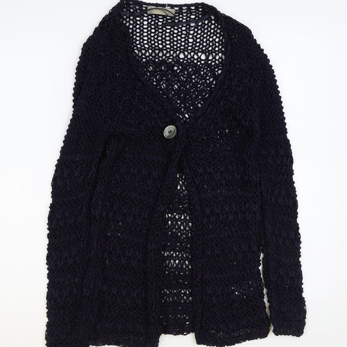 Bianca B Womens Blue V-Neck Acrylic Cardigan Jumper Size M