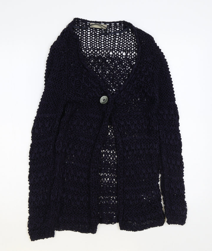 Bianca B Womens Blue V-Neck Acrylic Cardigan Jumper Size M