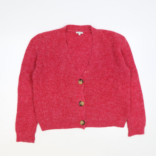 Sonder Studio Womens Pink V-Neck Acrylic Cardigan Jumper Size 16