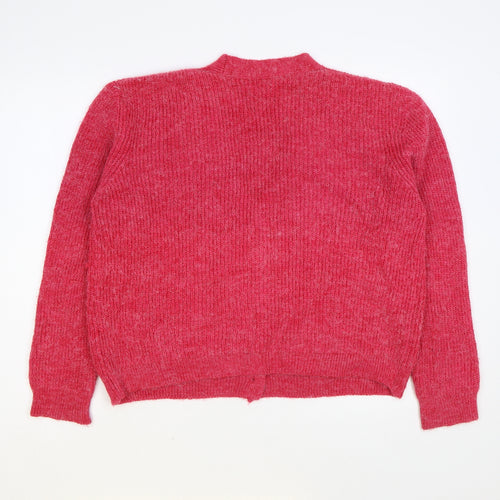 Sonder Studio Womens Pink V-Neck Acrylic Cardigan Jumper Size 16