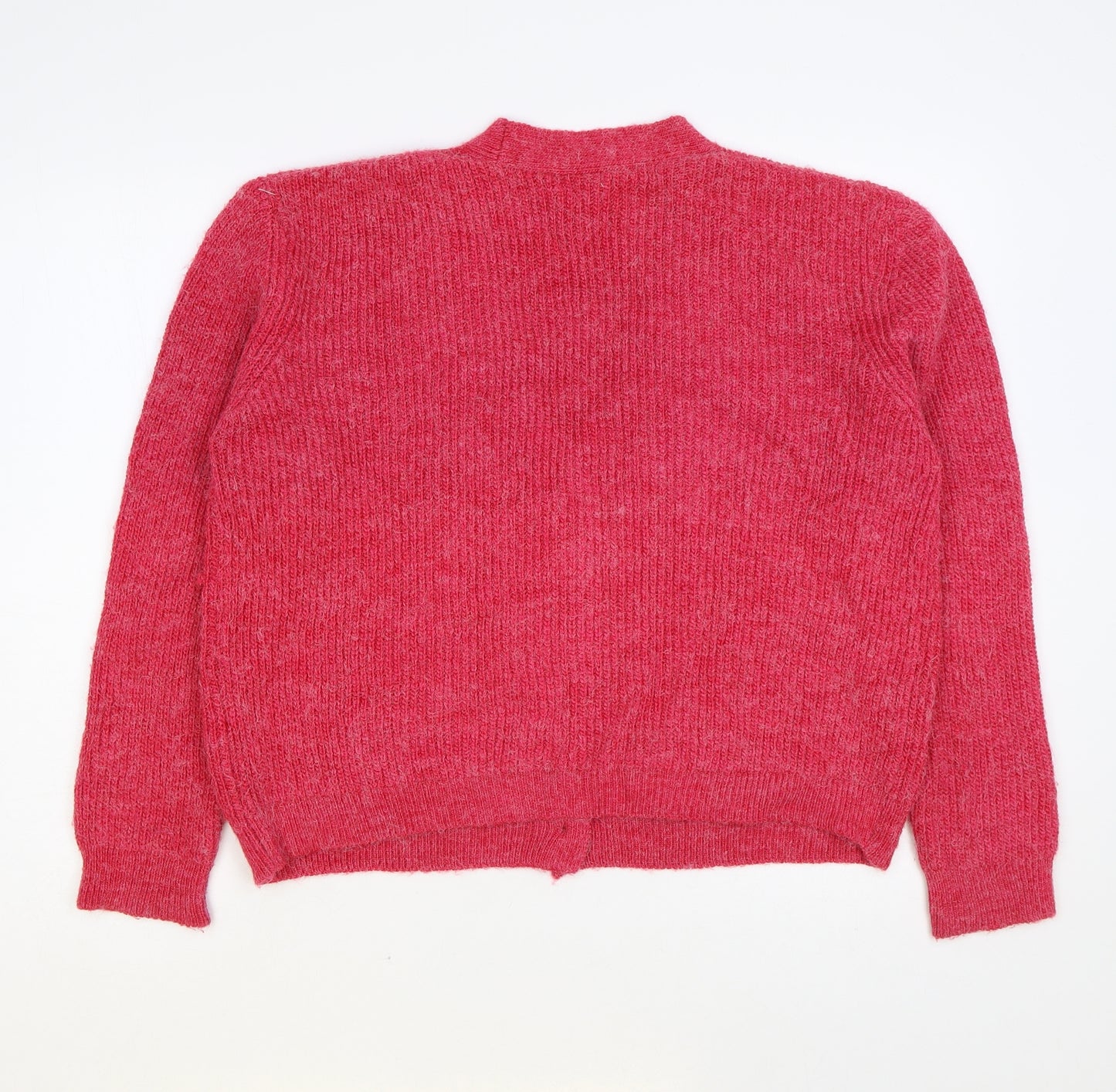 Sonder Studio Womens Pink V-Neck Acrylic Cardigan Jumper Size 16