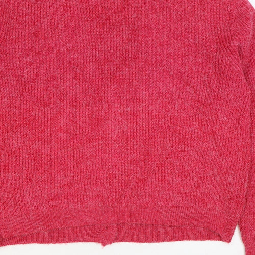 Sonder Studio Womens Pink V-Neck Acrylic Cardigan Jumper Size 16
