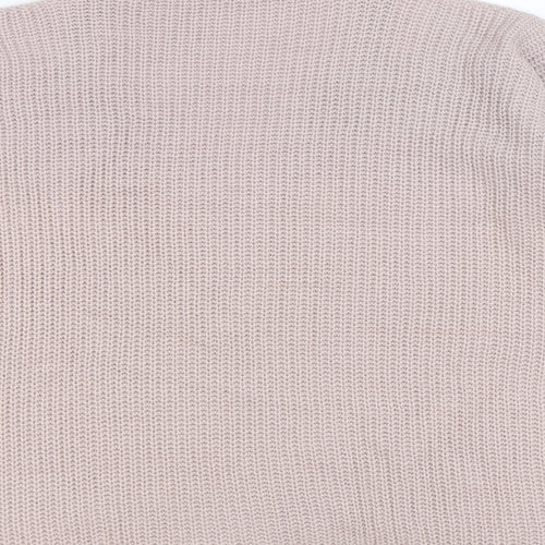New Look Womens Pink V-Neck Acrylic Pullover Jumper Size S