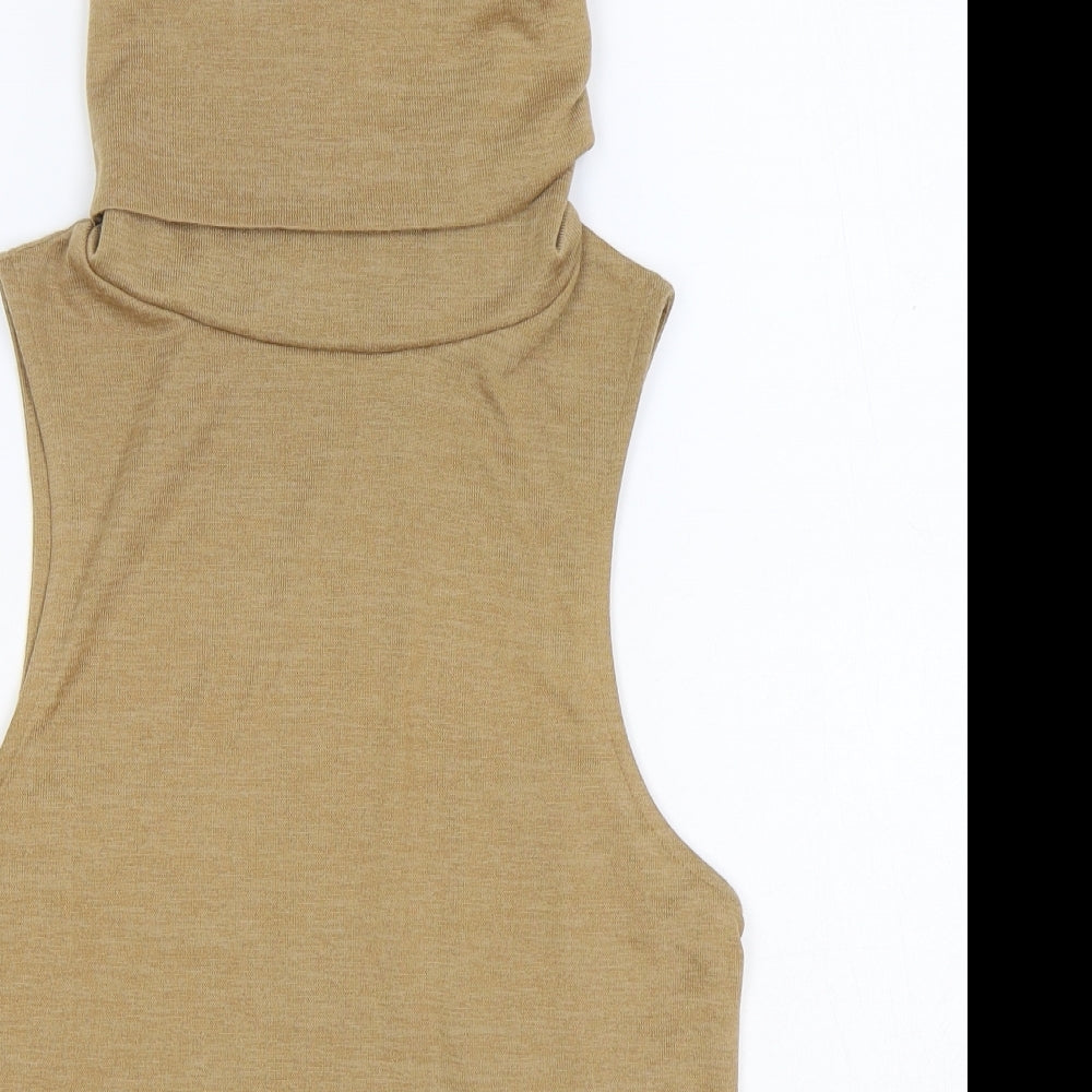 New Look Womens Brown Roll Neck Polyester Vest Jumper Size 10