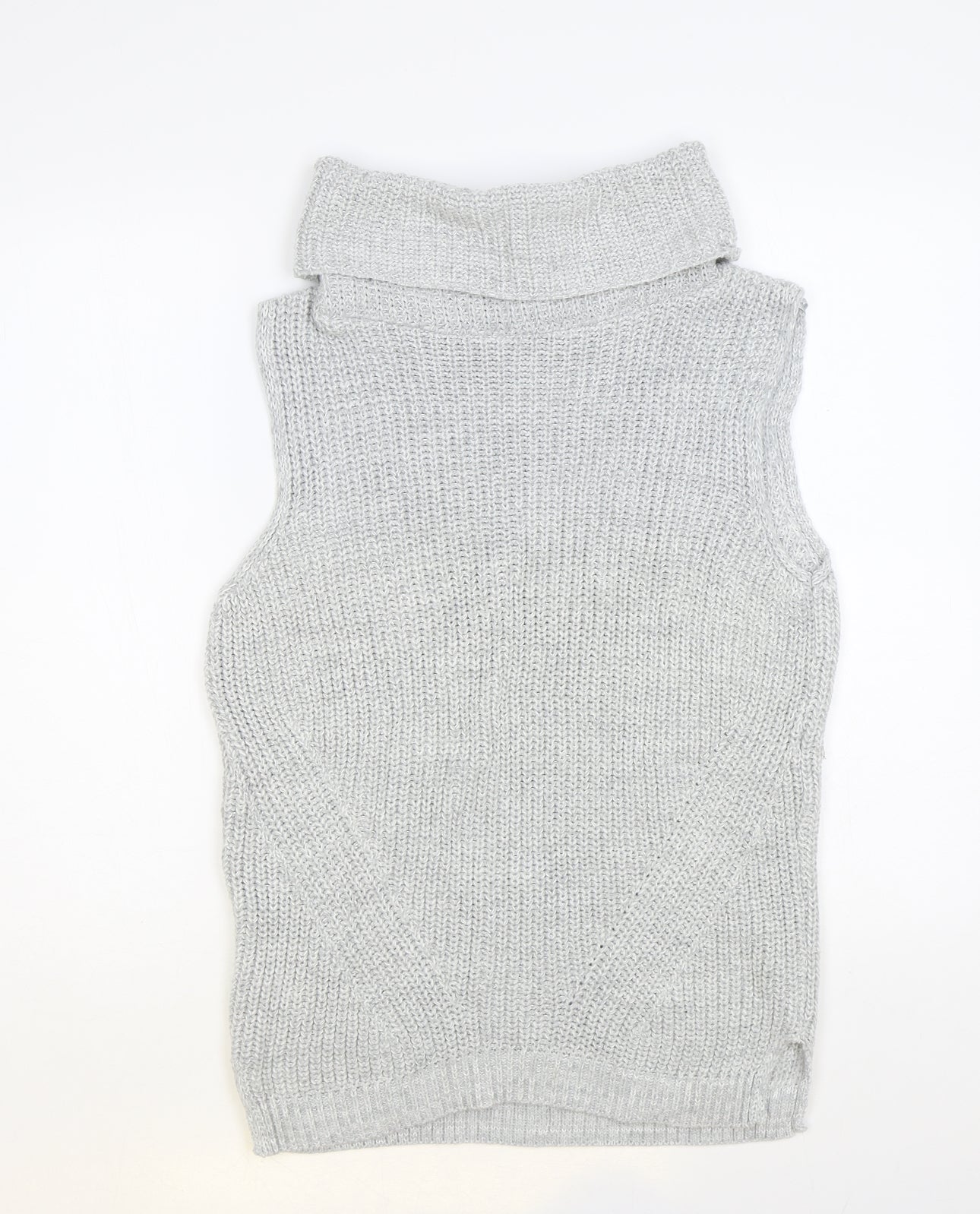 F&F Womens Grey Roll Neck Acrylic Vest Jumper Size 8