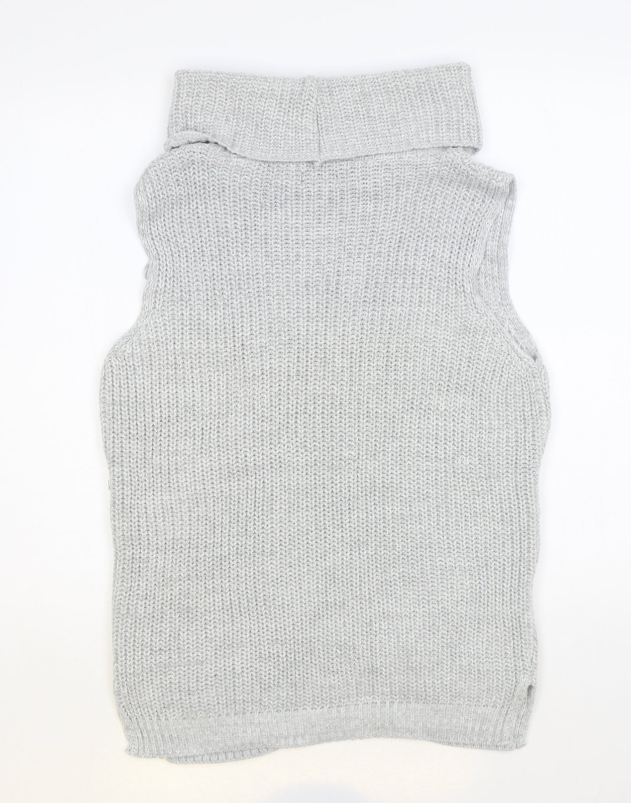 F&F Womens Grey Roll Neck Acrylic Vest Jumper Size 8