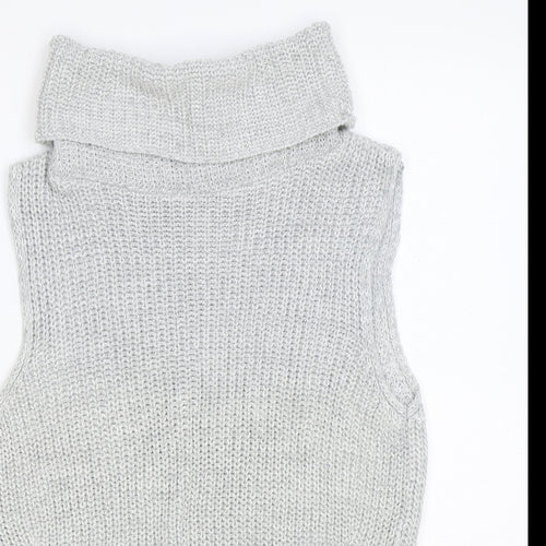 F&F Womens Grey Roll Neck Acrylic Vest Jumper Size 8
