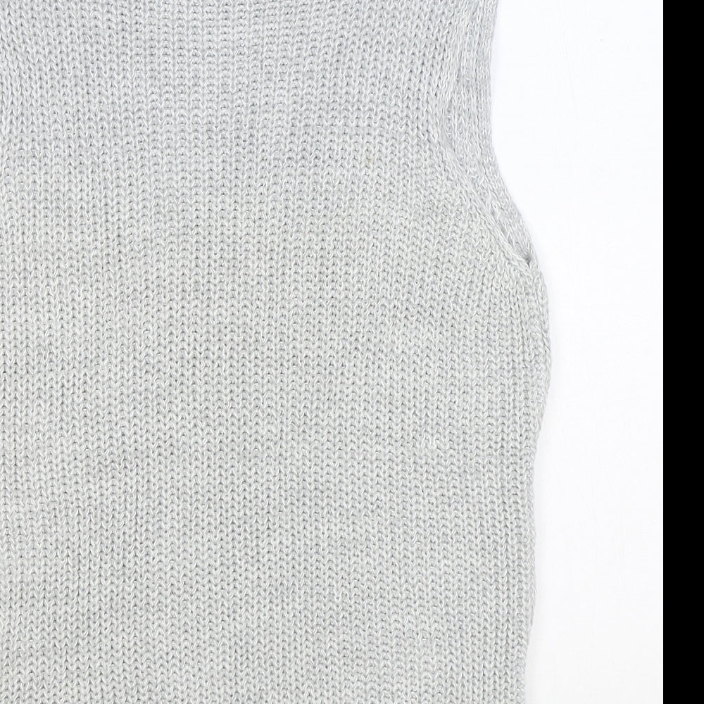 F&F Womens Grey Roll Neck Acrylic Vest Jumper Size 8