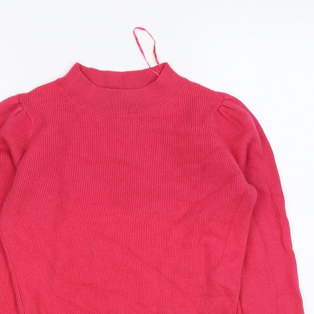 Marks and Spencer Womens Pink Crew Neck Viscose Pullover Jumper Size 8