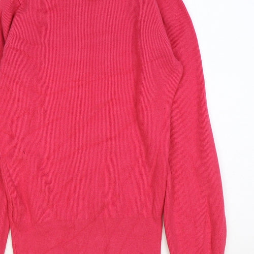 Marks and Spencer Womens Pink Crew Neck Viscose Pullover Jumper Size 8