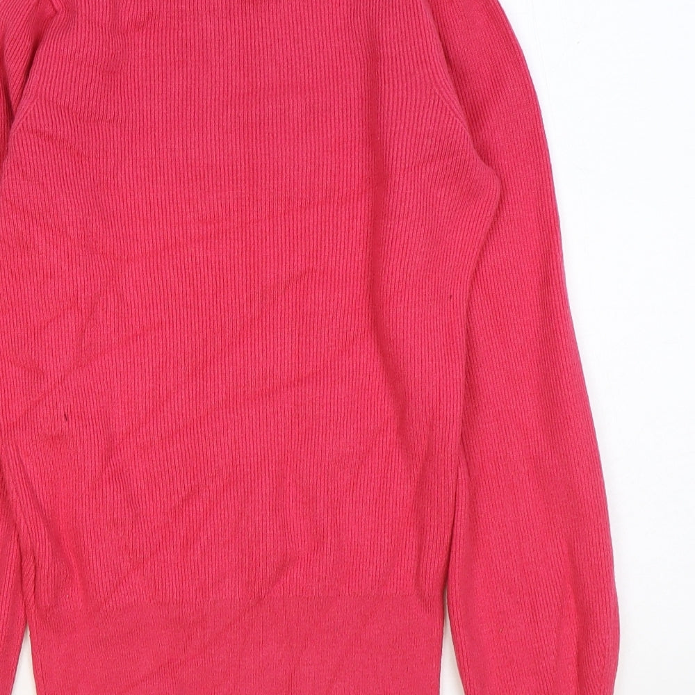 Marks and Spencer Womens Pink Crew Neck Viscose Pullover Jumper Size 8