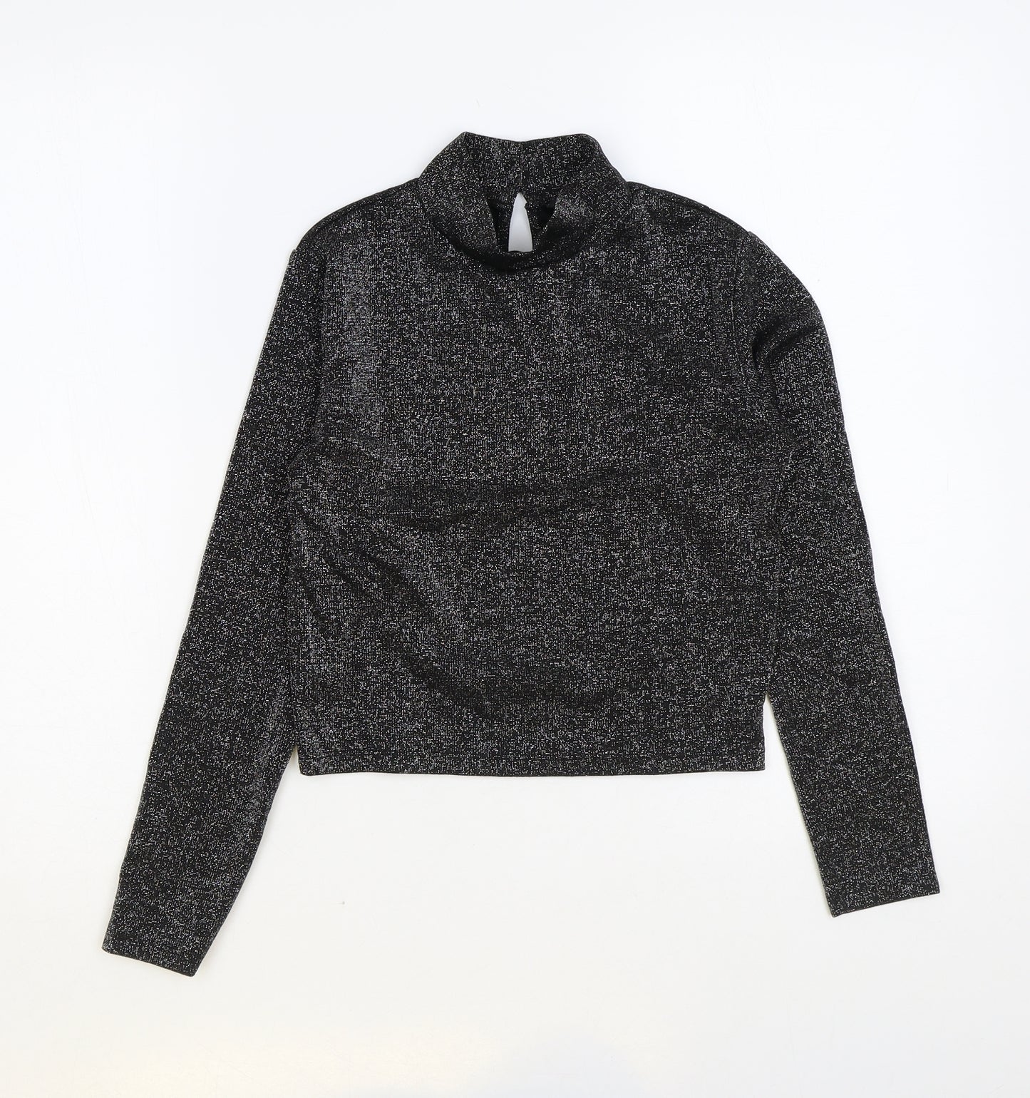 New Look Girls Black Polyester Basic T-Shirt Size 10-11 Years High Neck Pullover