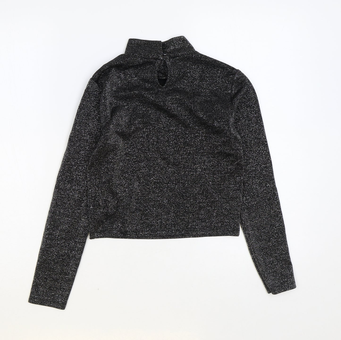 New Look Girls Black Polyester Basic T-Shirt Size 10-11 Years High Neck Pullover