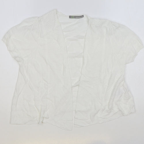 Marks and Spencer Womens White V-Neck Viscose Cardigan Jumper Size 14