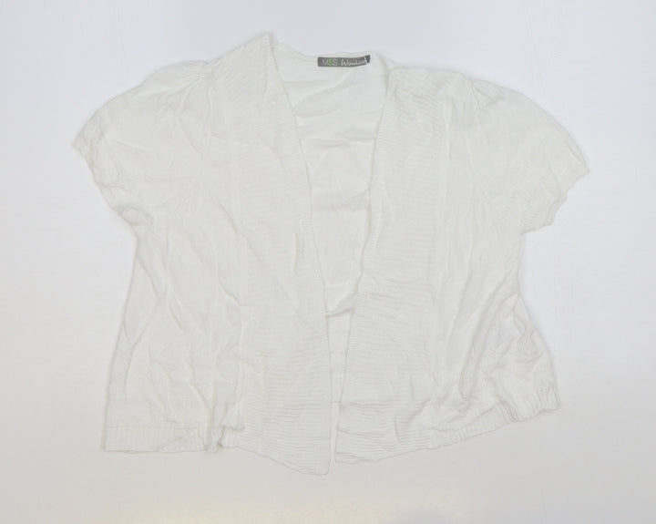 Marks and Spencer Womens White V-Neck Viscose Cardigan Jumper Size 14