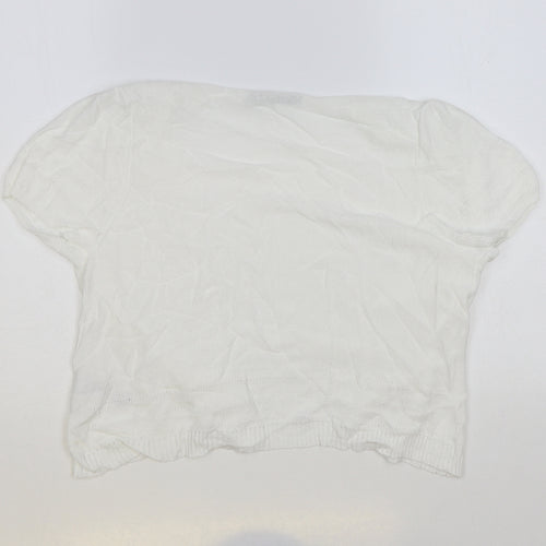 Marks and Spencer Womens White V-Neck Viscose Cardigan Jumper Size 14