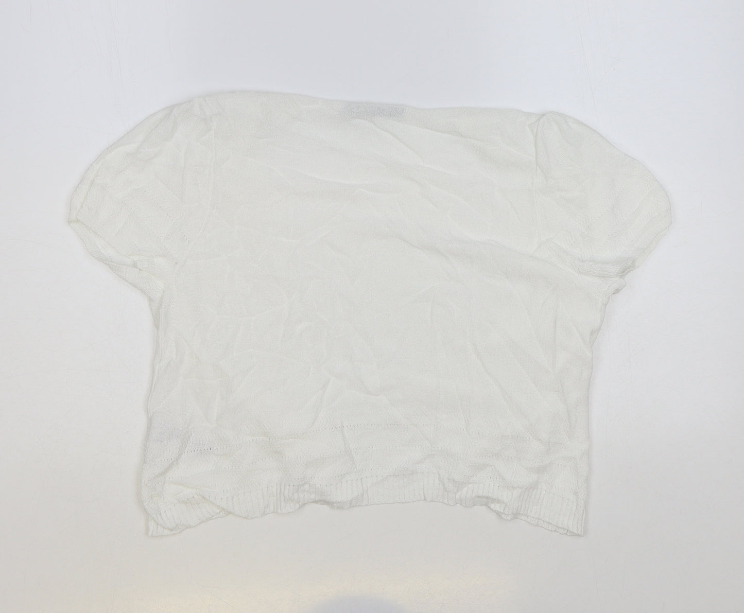 Marks and Spencer Womens White V-Neck Viscose Cardigan Jumper Size 14