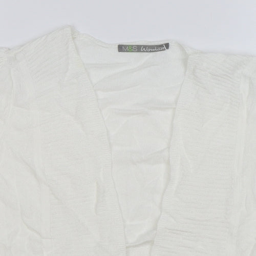 Marks and Spencer Womens White V-Neck Viscose Cardigan Jumper Size 14