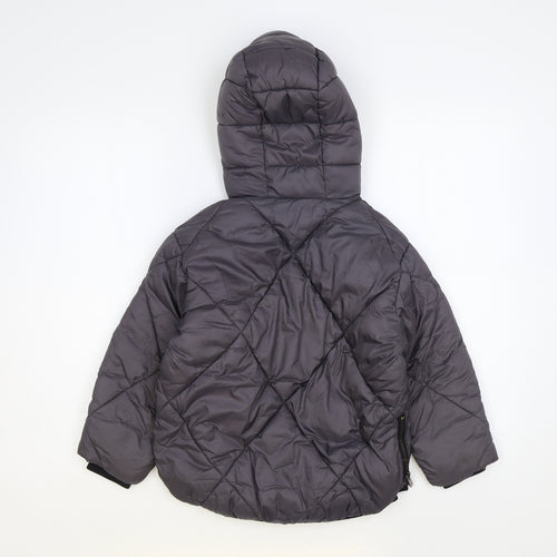 Zara Girls Grey Puffer Jacket Coat Size 7 Years Zip