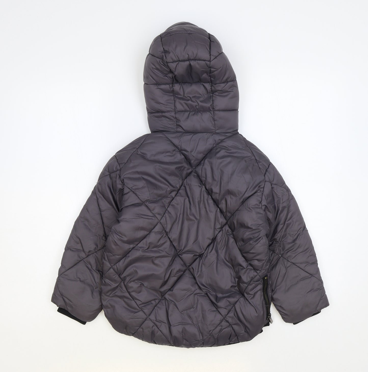 Zara Girls Grey Puffer Jacket Coat Size 7 Years Zip