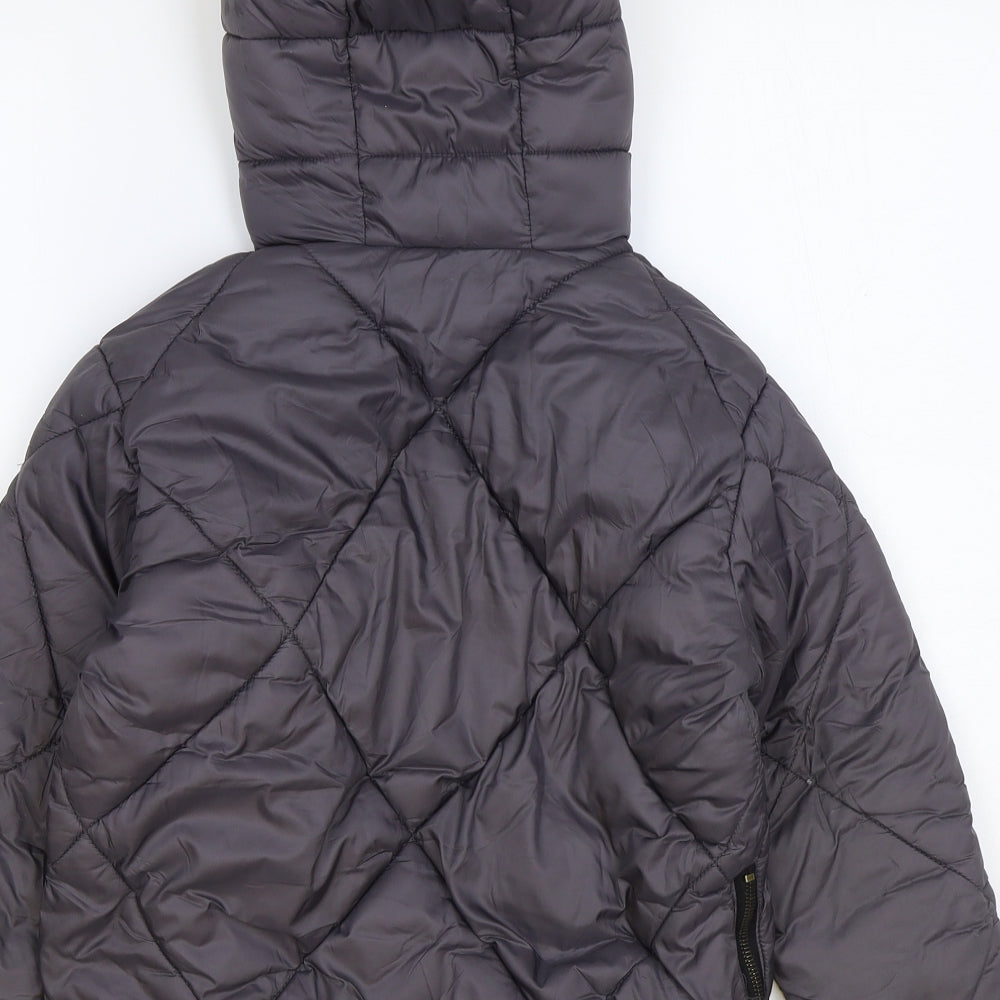 Zara Girls Grey Puffer Jacket Coat Size 7 Years Zip